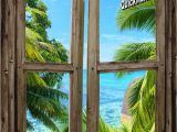 Beach Window Wall Mural Beach Cabin Window Mural 8 E Piece Peel and Stick Canvas