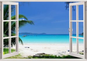 Beach Window Wall Mural Details About Home Decor Art Decals Removable Stickers Vinyl
