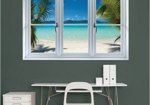 Beach Window Wall Mural Instant Window Virgin islands Beach Giant Removable Wall