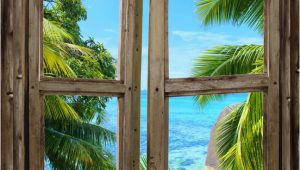 Beach Window Wall Murals Beach Cabin Window Mural 8 E Piece Peel and Stick Canvas