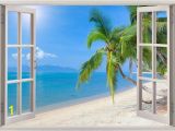 Beach Window Wall Murals Beach Wall Decal 3d Window Tropical Beach Coconut Palm Tree