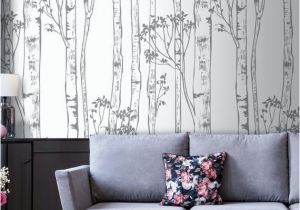 Beautiful Birch Tree Wall Mural Wild Woods Wallpaper Birch Tree White Nature Fice Decor Nursery Woodland