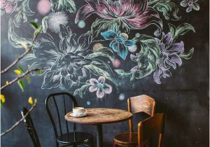Beautiful Painted Wall Murals Chalk Flower Wall at A Cafe Inspiration Pinterest