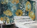 Beautiful Painted Wall Murals Fantasy Fresh Blue Background Abstract Floral Pattern Gesang Flower