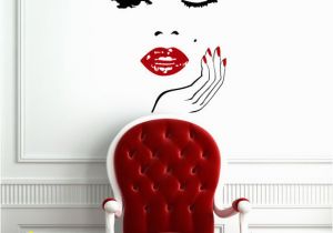 Beauty Salon Wall Murals Wall Decals Face with Hand Wall Vinyl Decal Manicure Nail