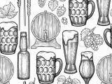 Beer Bottle Coloring Page Graphic Glasses Of Beer Bottles Barrels Hops and Malts Vintage