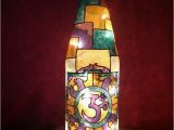 Beer Bottle Coloring Page Handmade Painted Wine Bottle with Mandala "om" Simbol with Lights
