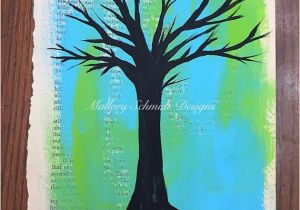 Best Acrylic Paint for Wall Murals Tree Wall Art Tree Silhouette Print Wall Art Prints Blue and Green Art Book Lover T Altered Book Art Tree Print Acrylic On Paper