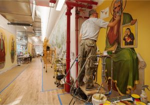 Best Paint for Murals Indoors where I Work Inside the Plaster and Mural Studios at Evergreene