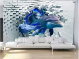 Best Wall Mural Company Wdbh 3d Wallpaper Custom Brick Wall Broken Wall Deep Sea Animal Dolphin Room Home Decor 3d Wall Murals Wallpaper for Walls 3 D Hd Wallpapers A