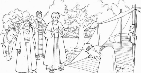 Bible Story Coloring Pages for Kids Abraham and Three Visitors Coloring Page