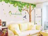 Big Wall Murals Cheap Vinyl Wall Sticker Decal with Big Green Tree and Birds for