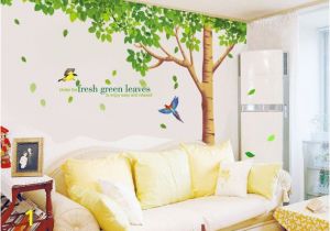 Big Wall Murals Cheap Vinyl Wall Sticker Decal with Big Green Tree and Birds for