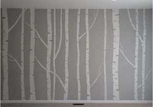 Birch forest Wall Mural Hand Painted Birch Tree Wall Mural Made by Taping Off the