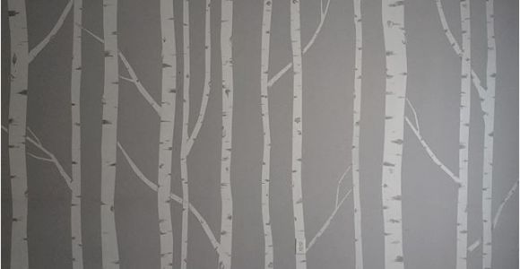 Birch forest Wall Mural Hand Painted Birch Tree Wall Mural Made by Taping Off the