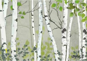 Birch Tree forest Wall Mural Hand Painted Oil Painting Birch Trees Wallpaper Wall Mural Trees forest Birch Wall Mural Oil Painting Birch Wall Mural for Home Decor