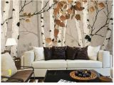 Birch Tree forest Wall Mural Hand Painted Oil Painting Birch Trees Wallpaper Wall Mural Trees forest Birch Wall Mural Oil Painting Birch Wall Mural for Home Decor