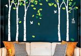 Birch Tree Wall Mural Diy Amazon Fymural 5 Trees Wall Decals forest Mural Paper for