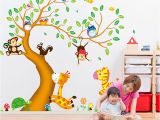 Bird and Owl Tree Wall Mural Set Cartoon Animal Zoo 3d Tree Wall Sticker Kids Baby Rooms Home Decoration Owl Birds Wall Art Decals Wallpaper Mural Wall Cling S Wall Clings