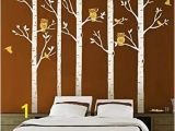 Bird and Owl Tree Wall Mural Set Designyours 5 Big Birch Tree Decal with Owl Birds Wall Stickers Tree Nursery Tree Wall Decals Vinyl Tree Wall Decal