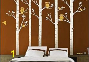 Bird and Owl Tree Wall Mural Set Designyours 5 Big Birch Tree Decal with Owl Birds Wall Stickers Tree Nursery Tree Wall Decals Vinyl Tree Wall Decal