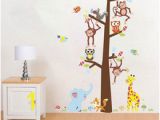 Bird and Owl Tree Wall Mural Set forest Animal Removable Wall Sticker Line Shopping