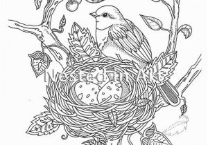 Bird Nest Coloring Page Adult Coloring Page Bird with Bird S Nest original Art