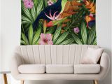 Birds Of Paradise Wall Mural Großhandel Papagei Flamingo Vögel Tapisserie Wandkunst Wandteppiche Startseite Dekorative Tür Vorhang Wohnzimmer Bettdecke Blatt Polyester Tischdecke