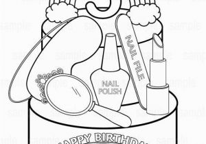 Birthday Party Coloring Pages for Kids Personalized Printable Rainbow Spa Party Cake Favor