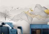 Black and Gold Wall Mural Black Stripe and Gold Horned Deer Wallpaper Mural