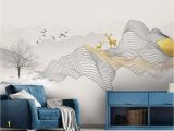 Black and Gold Wall Mural Black Stripe and Gold Horned Deer Wallpaper Mural