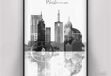 Black and White Cityscape Wall Murals Black and White Print Of Watercolor Cityscape Of Melbourne City Skyline Art Home or Office Wall Decor Australia Typography Poster Unframed Print