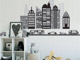 Black and White Cityscape Wall Murals Cityscape Wall Decal Black and White City Skyline Wall Decal