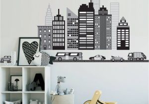 Black and White Cityscape Wall Murals Cityscape Wall Decal Black and White City Skyline Wall Decal