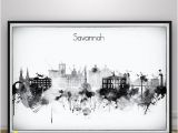 Black and White Cityscape Wall Murals Savannah Skyline Georgia Print Travel Wall Art Black White Home Decor Savannah Watercolor Print Savannah City Poster Gift Idea