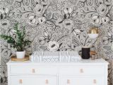 Black and White Flower Wall Mural Black and White Wallpaper Nursery Wall Mural Floral