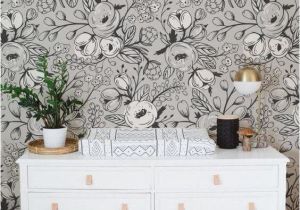 Black and White Flower Wall Mural Black and White Wallpaper Nursery Wall Mural Floral