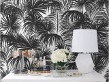 Black and White Flower Wall Mural Black Palms Removable Wallpaper Traditional Black Print