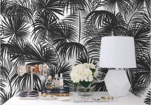 Black and White Flower Wall Mural Black Palms Removable Wallpaper Traditional Black Print