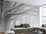 Black and White forest Mural Wallpaper Beibehang Snow Birch forest Landscape Winter Photo Wallpaper Home