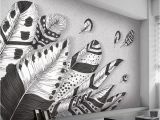 Black and White forest Mural Wallpaper Custom 3d Wall Mural Wallpaper Abstract Modern Black White Feather