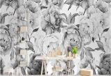 Black and White forest Mural Wallpaper Custom Mural Wallpaper 3d Black and White Peony Wall Painting Living