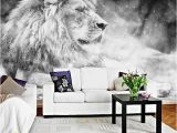 Black and White forest Wall Mural Custom Wallpaper Mural Black and White Animal Lion Papier Peint Mural 3d Living Room sofa Bedroom Background Decor Paper Landscape Wallpapers