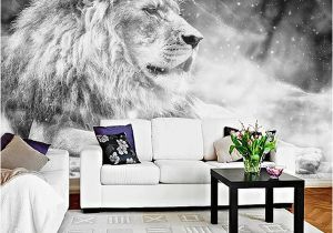 Black and White forest Wall Mural Custom Wallpaper Mural Black and White Animal Lion Papier Peint Mural 3d Living Room sofa Bedroom Background Decor Paper Landscape Wallpapers