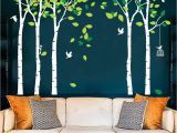 Black and White forest Wall Mural Fymural 5 Trees Wall Decals forest Mural Paper for Bedroom Kid Baby Nursery Vinyl Removable Diy Decals 103 9×70 9 White Green