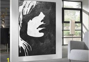 Black and White Mural Ideas Black White Minimalist Abstract Painting Woman Face Silhouette