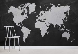 Black and White Mural Ideas Black World Map Wallpaper Mural