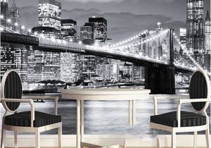Black and White Nyc Wall Mural Custom Mural Manhattan Bridge New York European and American Cities Black and White Living Room Backdrop Wallpaper Mobile Wallpaper Download Mobile
