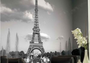 Black and White Nyc Wall Mural Eiffel tower Mural Wallpaper Black and White