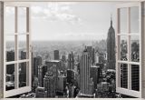 Black and White Nyc Wall Mural Huge 3d Window New York City View Wall Stickers Mural